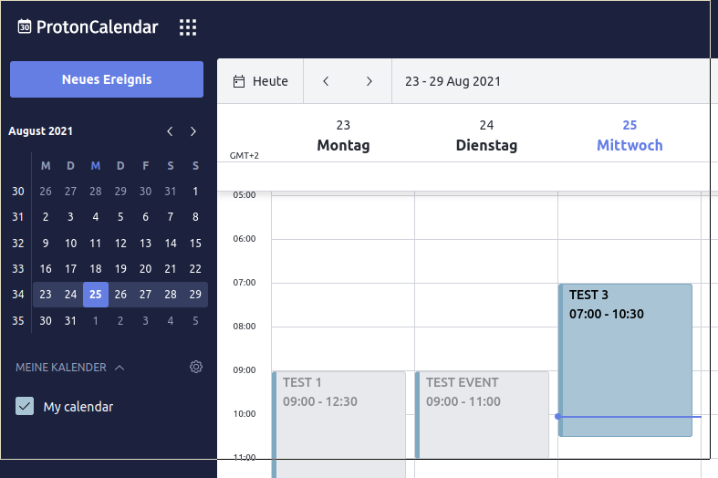 Screenshot of OI Calendar